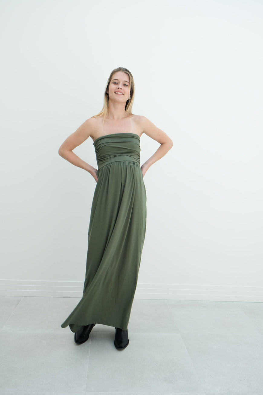Sasha | Strapless Maxi Maternity Sundress With Empire Waist