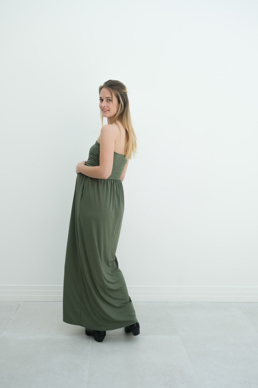 Sasha | Strapless Maxi Maternity Sundress With Empire Waist