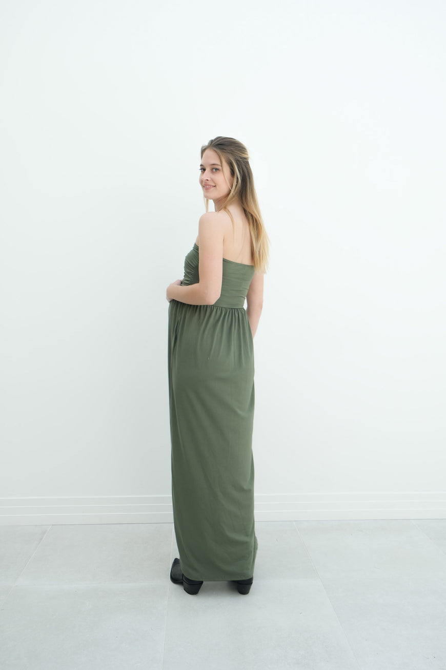 Sasha | Strapless Maxi Maternity Sundress With Empire Waist