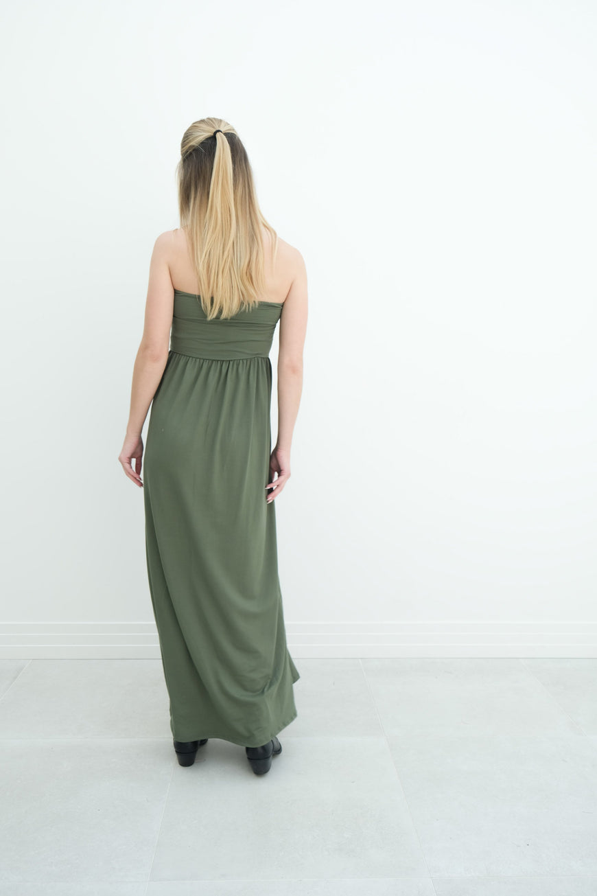 Sasha | Strapless Maxi Maternity Sundress With Empire Waist