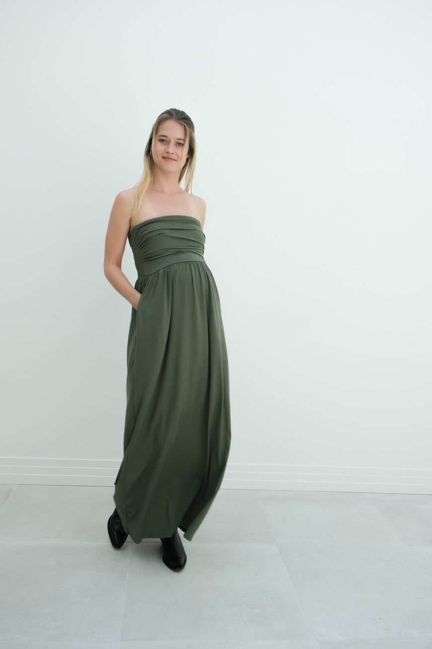 Sasha | Strapless Maxi Maternity Sundress With Empire Waist