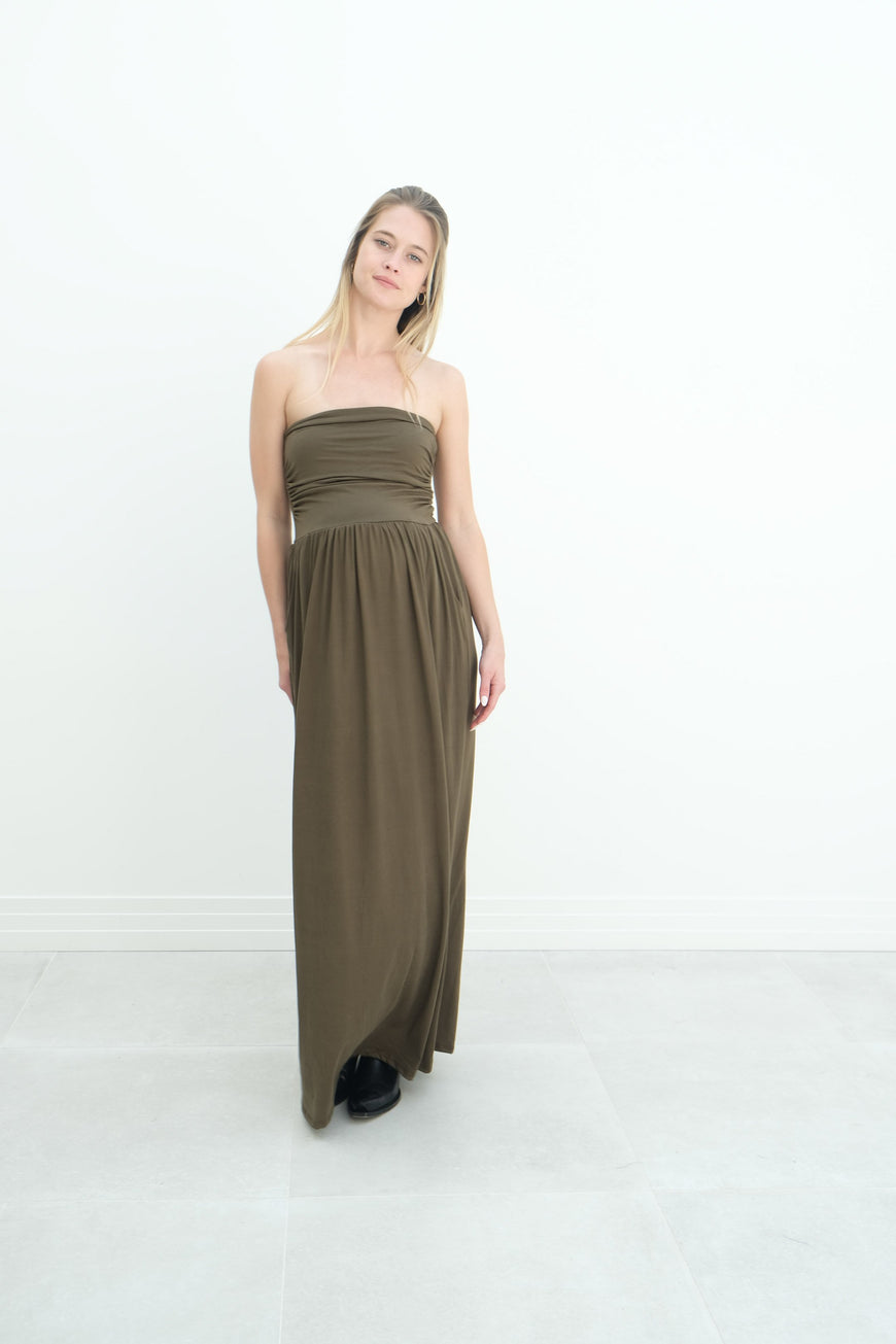 Sasha | Strapless Maxi Maternity Sundress With Empire Waist