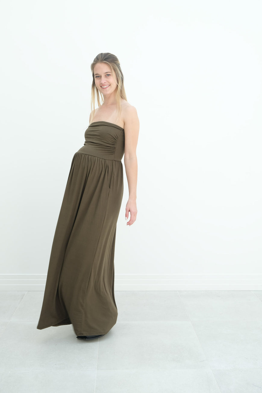Sasha | Strapless Maxi Maternity Sundress With Empire Waist