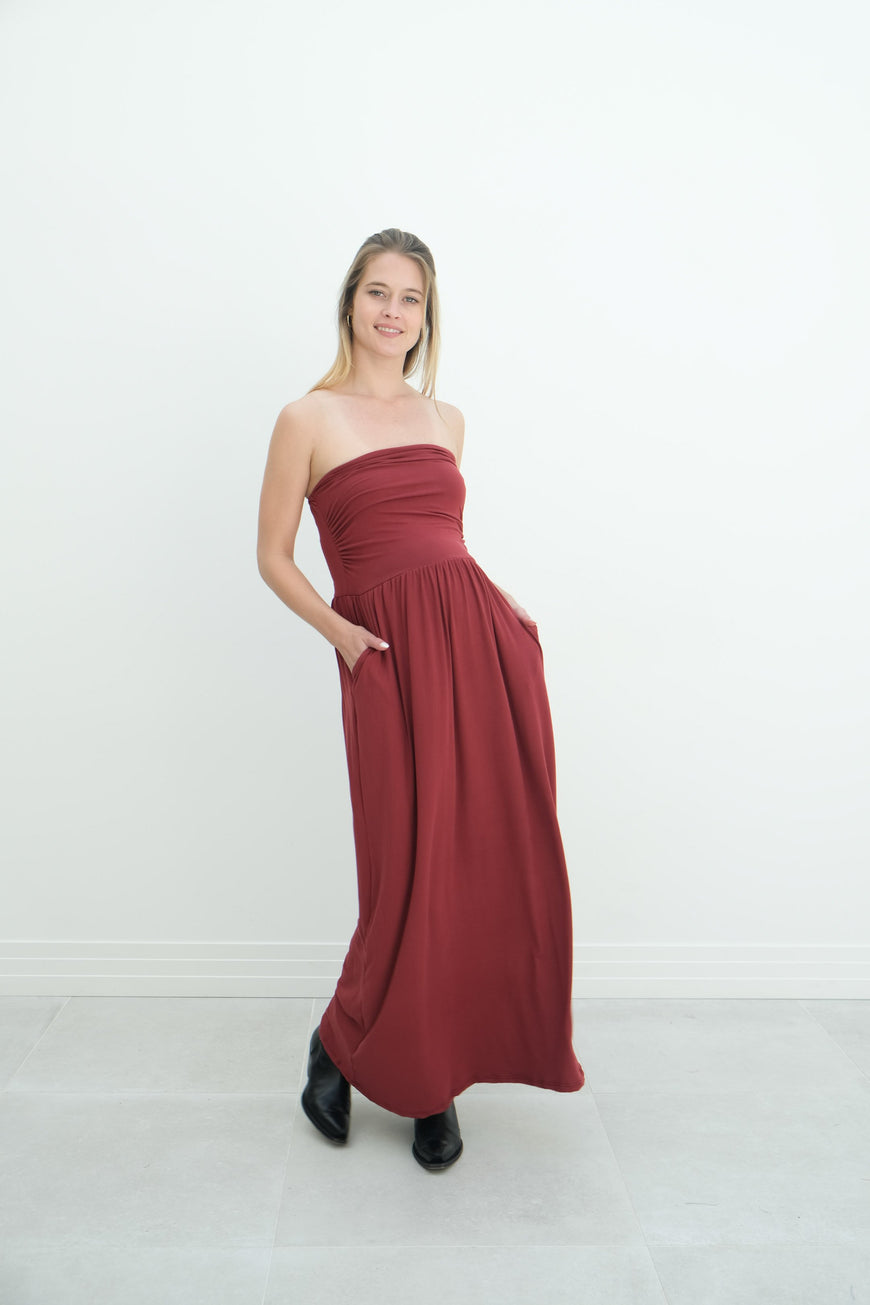 Sasha | Strapless Maxi Maternity Sundress With Empire Waist