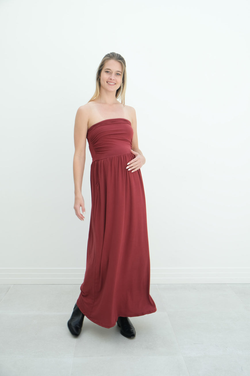 Sasha | Strapless Maxi Maternity Sundress With Empire Waist