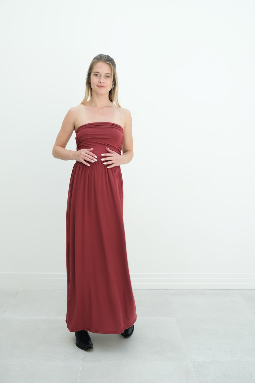Sasha | Strapless Maxi Maternity Sundress With Empire Waist