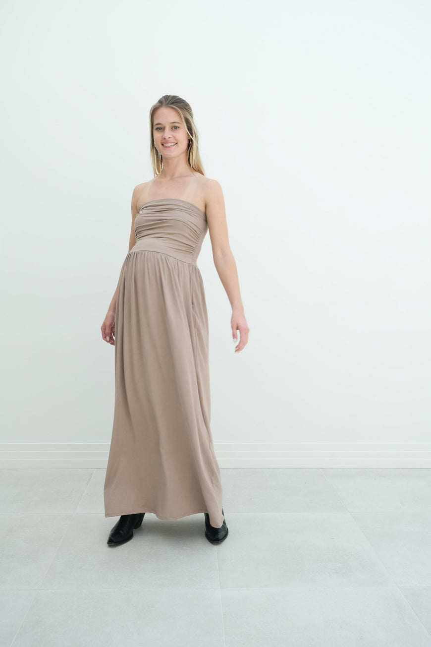 Sasha | Strapless Maxi Maternity Sundress With Empire Waist