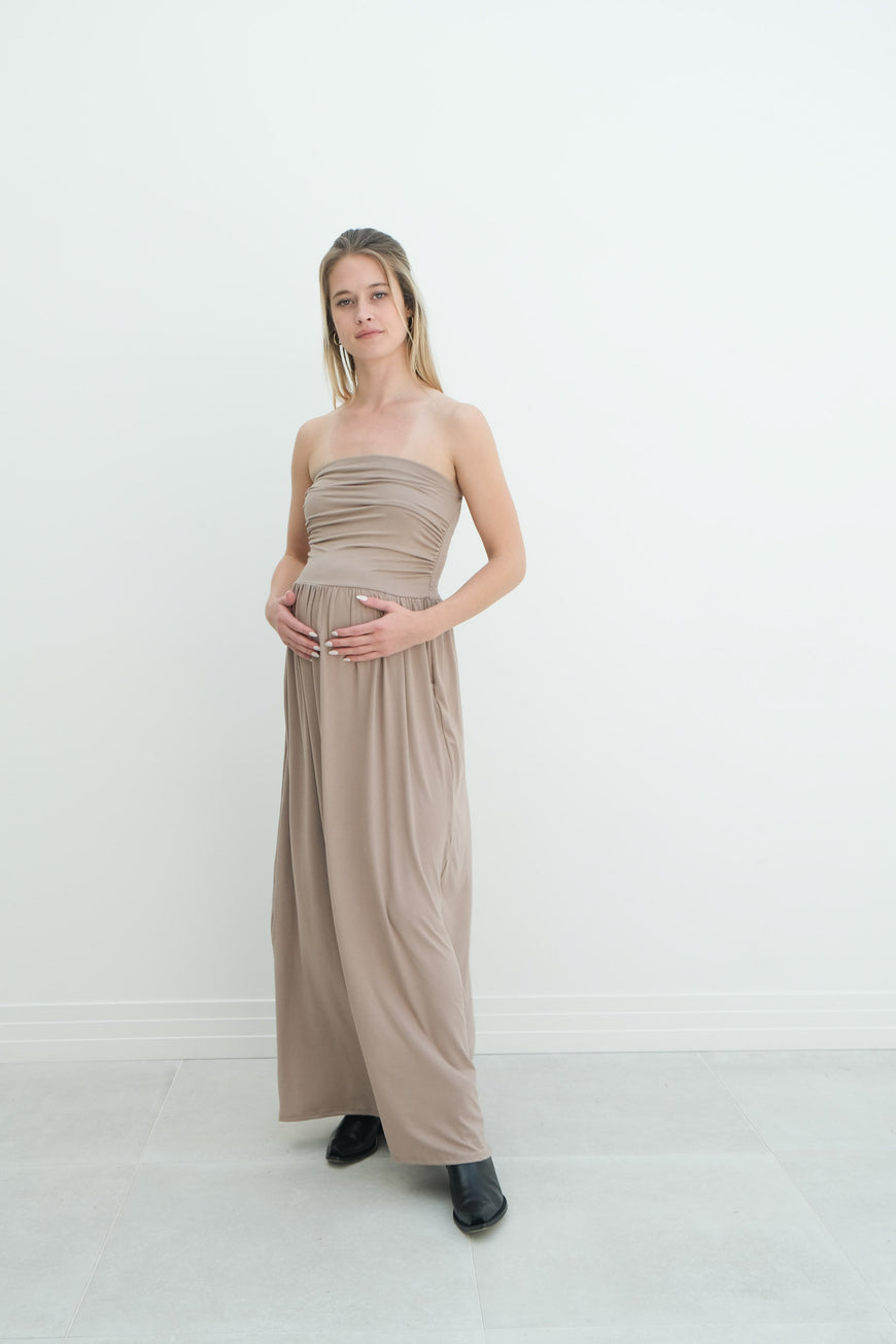 Sasha | Strapless Maxi Maternity Sundress With Empire Waist