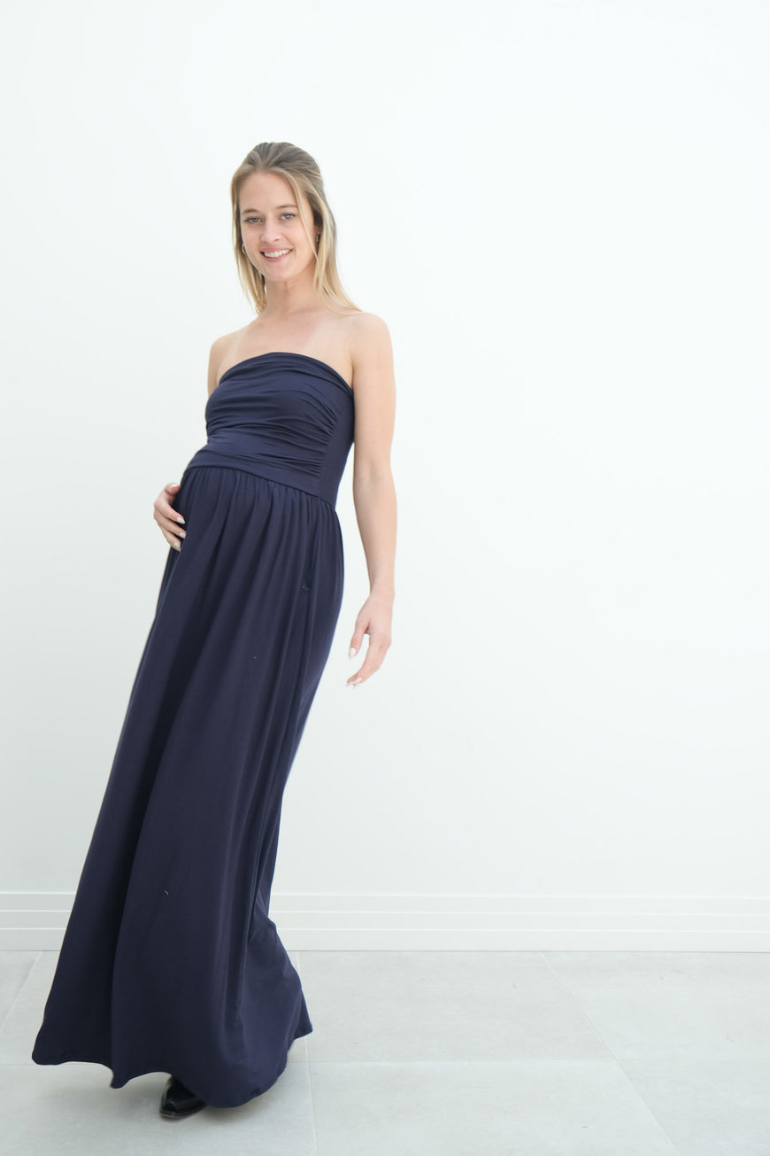Sasha | Strapless Maxi Maternity Sundress With Empire Waist