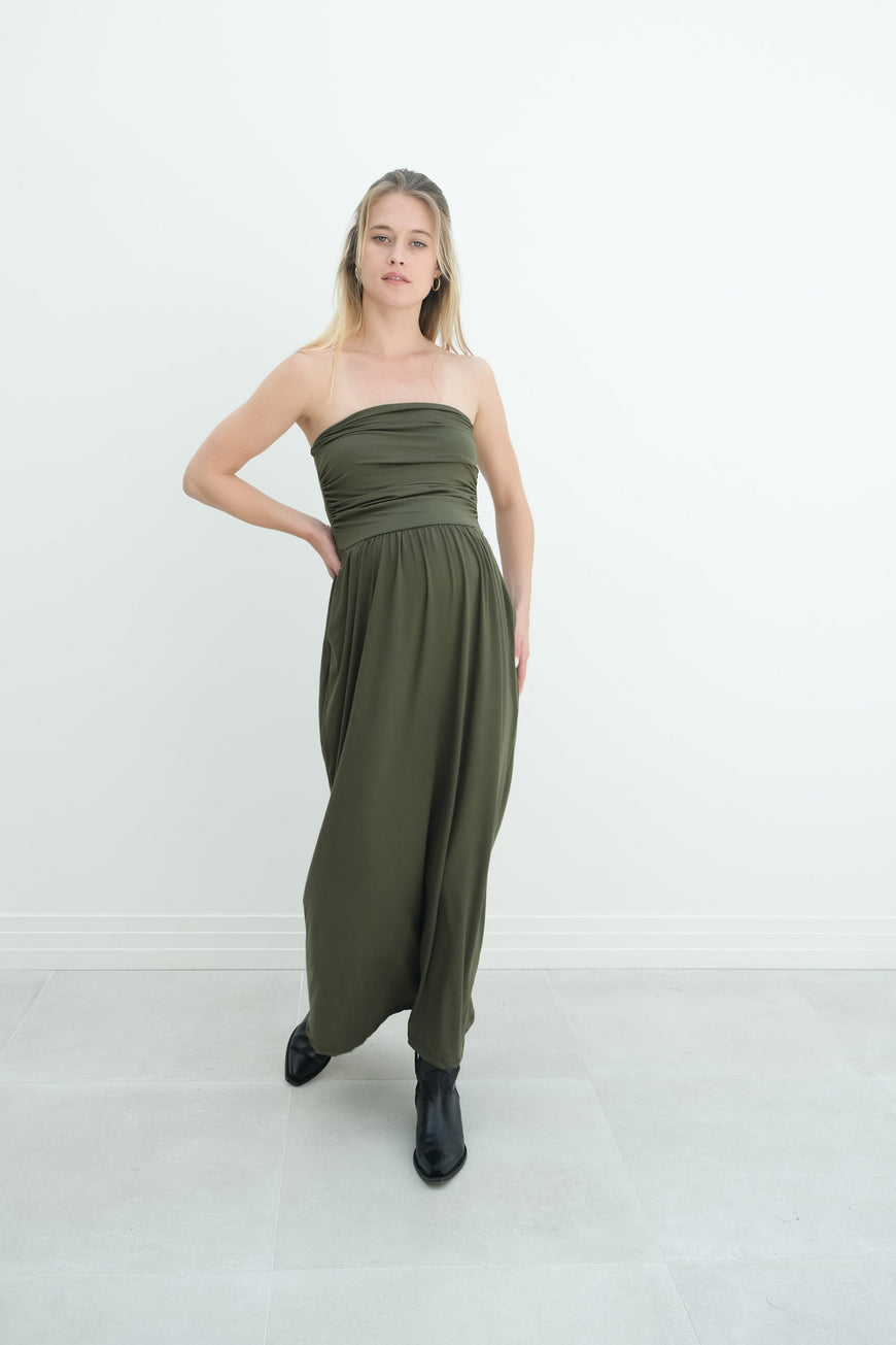 Sasha | Strapless Maxi Maternity Sundress With Empire Waist