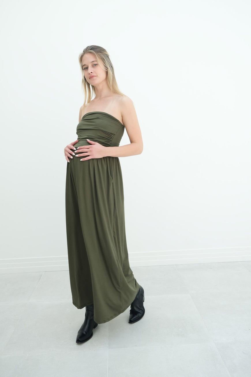 Sasha | Strapless Maxi Maternity Sundress With Empire Waist