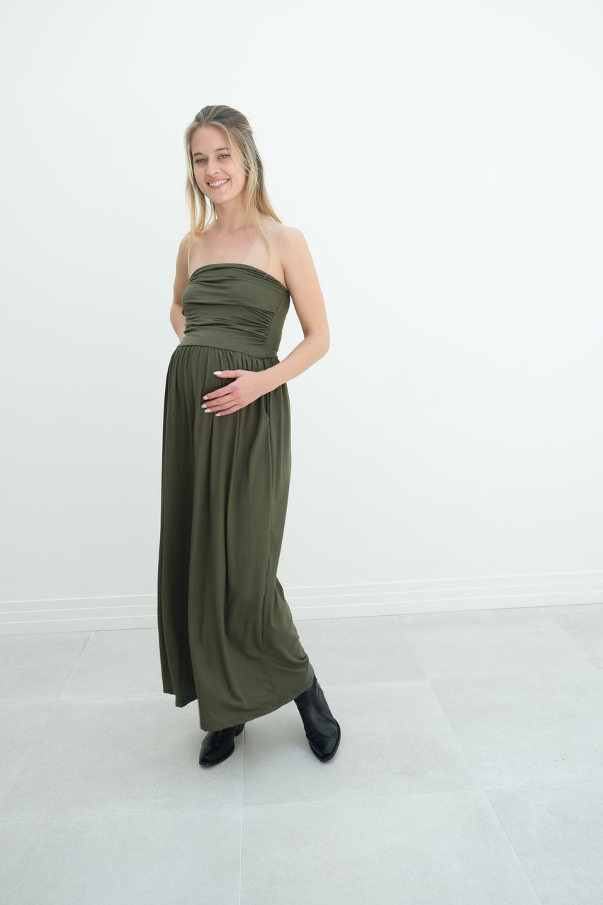 Sasha | Strapless Maxi Maternity Sundress With Empire Waist