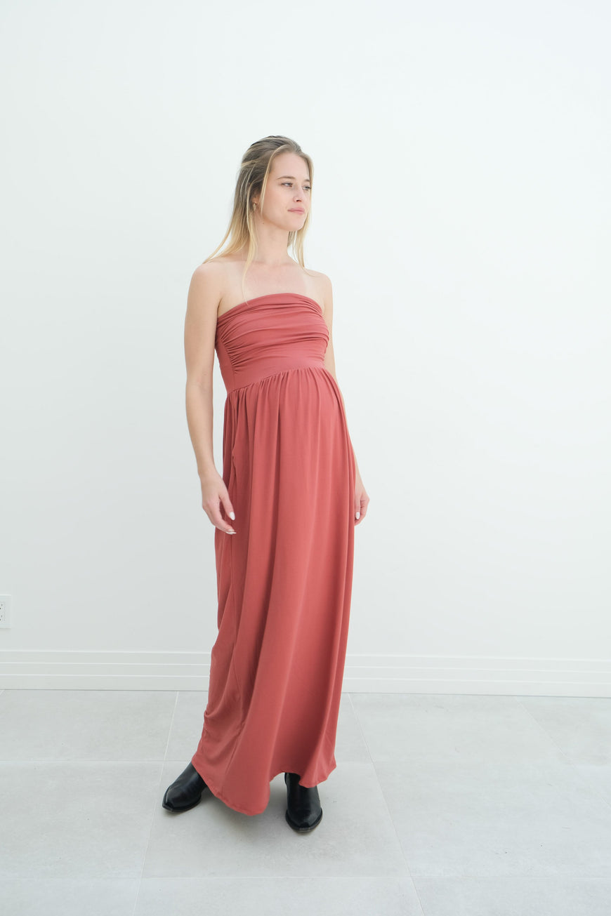 Sasha | Strapless Maxi Maternity Sundress With Empire Waist