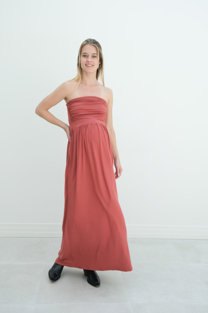 Sasha | Strapless Maxi Maternity Sundress With Empire Waist
