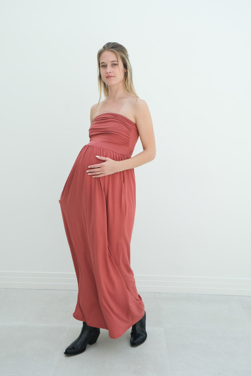 Sasha | Strapless Maxi Maternity Sundress With Empire Waist