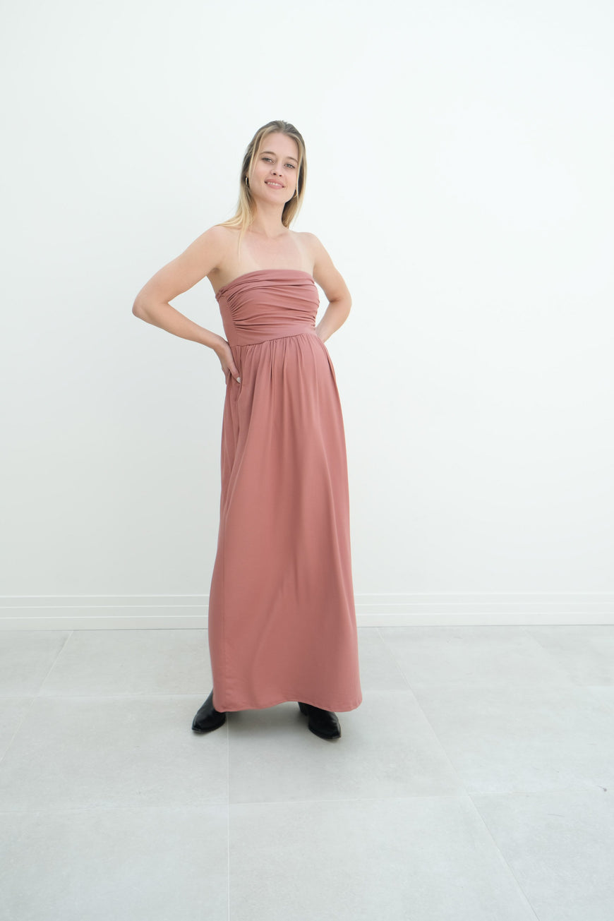 Sasha | Strapless Maxi Maternity Sundress With Empire Waist