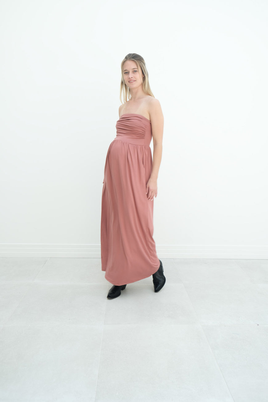 Sasha | Strapless Maxi Maternity Sundress With Empire Waist