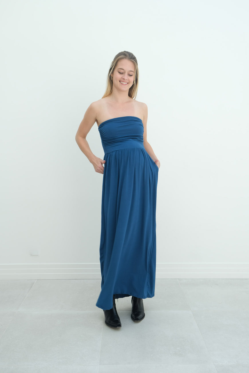 Sasha | Strapless Maxi Maternity Sundress With Empire Waist