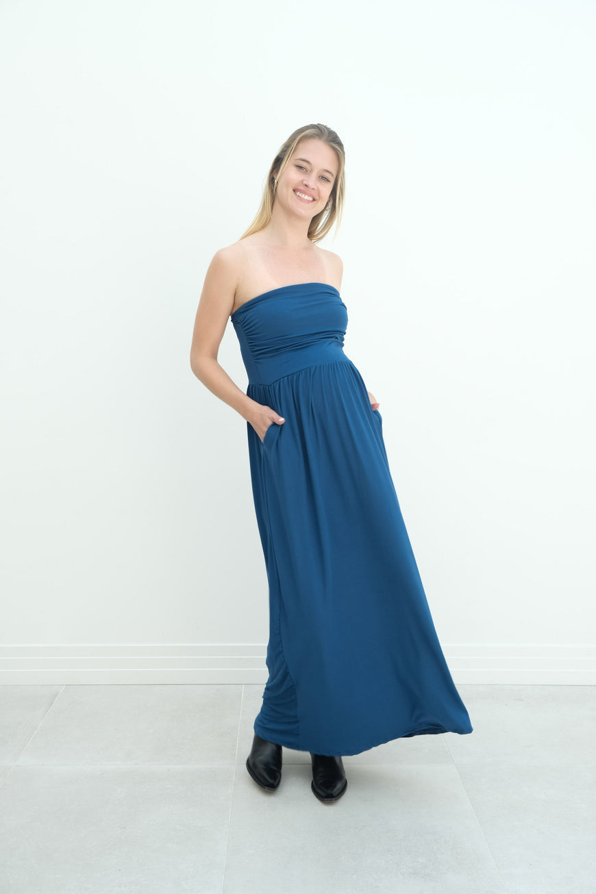 Sasha | Strapless Maxi Maternity Sundress With Empire Waist