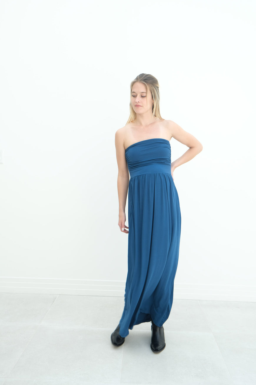 Sasha | Strapless Maxi Maternity Sundress With Empire Waist