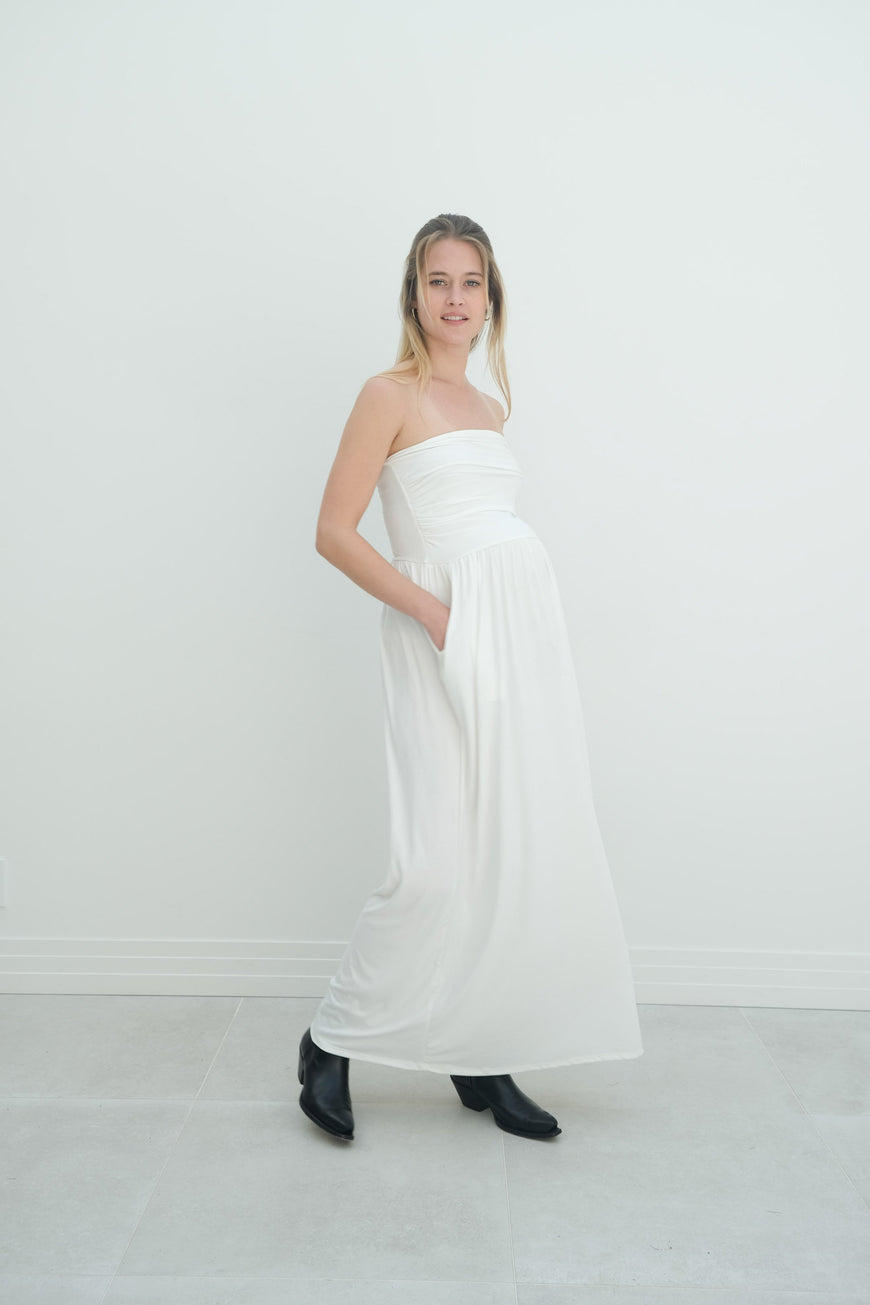 Sasha | Strapless Maxi Maternity Sundress With Empire Waist