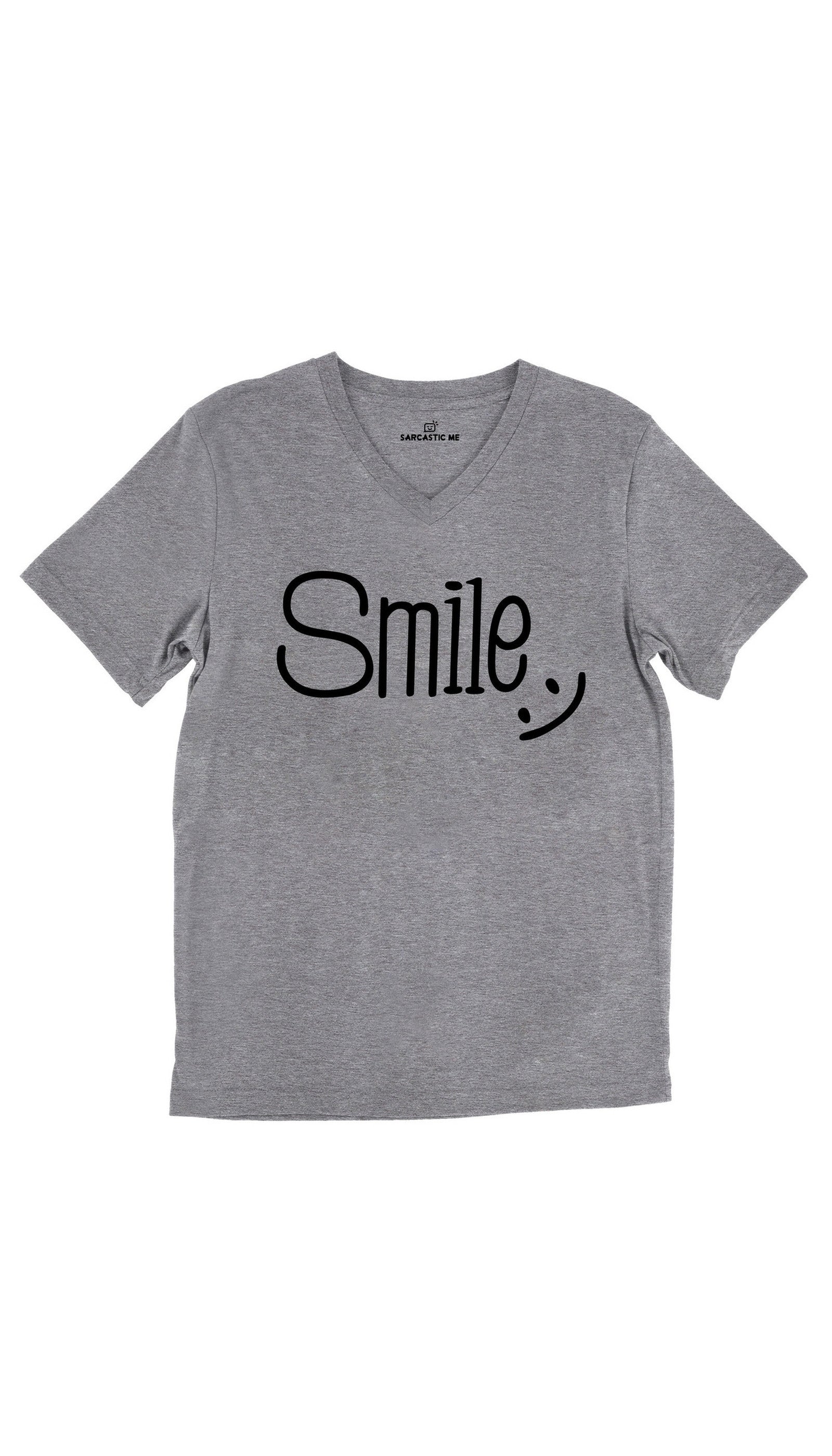 Smile Tri-Blend Gray Unisex V-Neck Tee | Sarcastic Me
