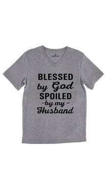 Blessed By God Spoiled By My Husband Unisex V-Neck Tee