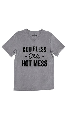 God Bless This Hot Mess Unisex V-Neck Tee