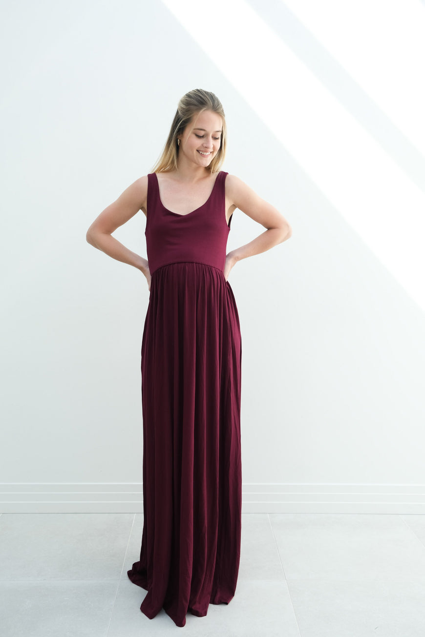Hazel | Maternity Maxi Tank Dress With Fitted Waist