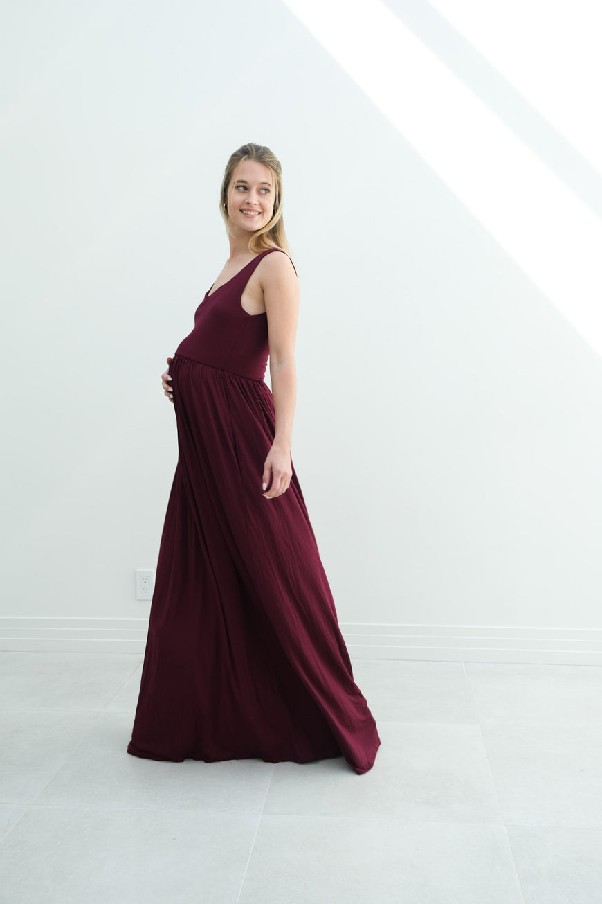 Hazel | Maternity Maxi Tank Dress With Fitted Waist