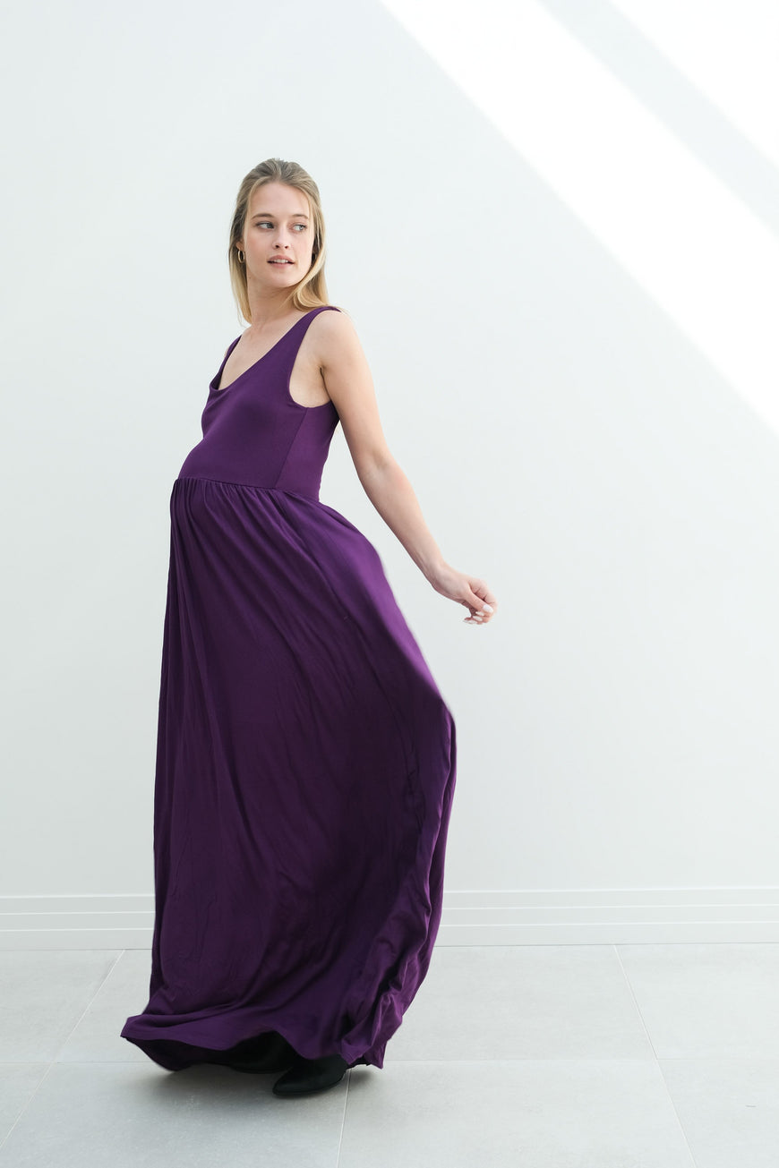 Hazel | Maternity Maxi Tank Dress With Fitted Waist