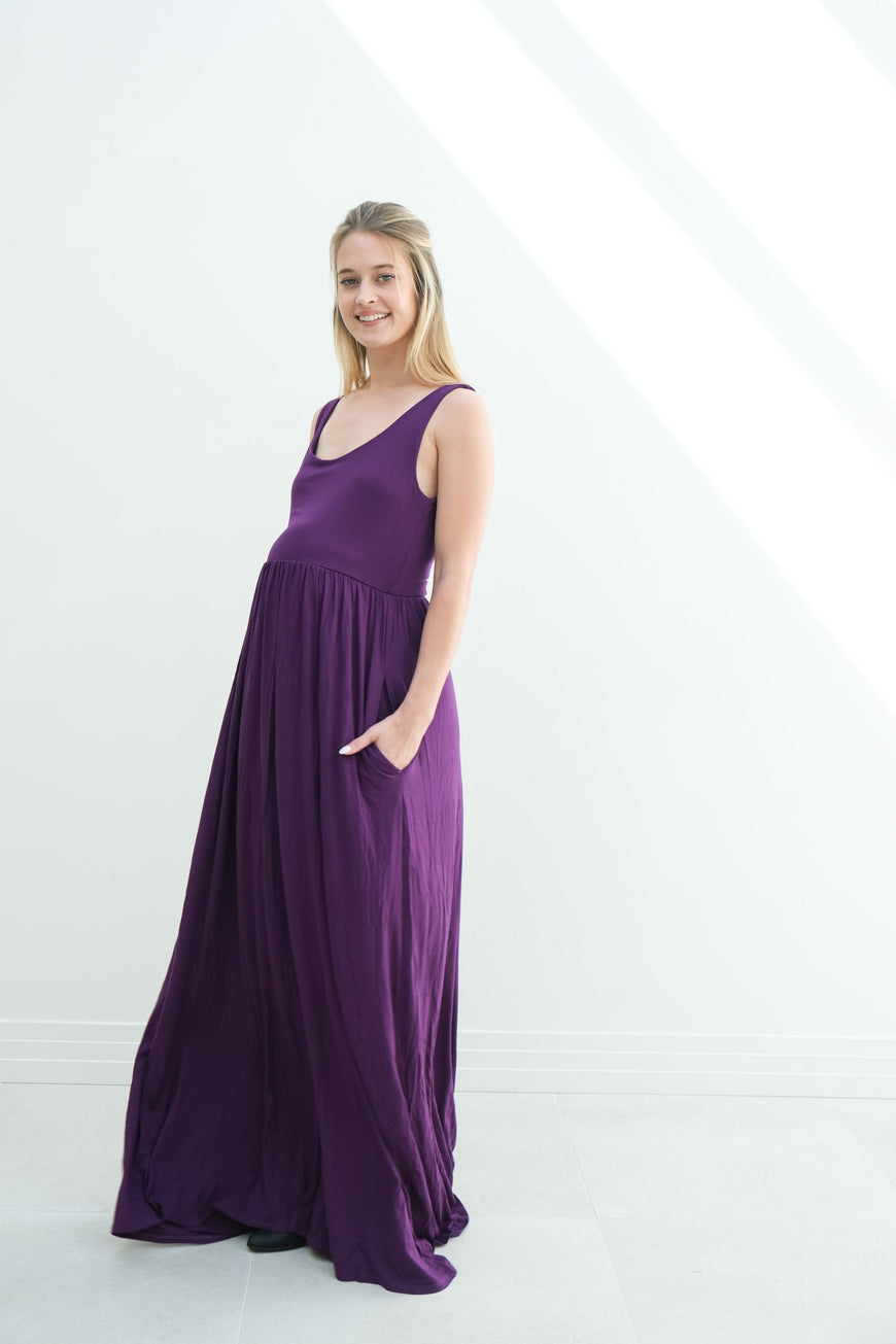 Hazel | Maternity Maxi Tank Dress With Fitted Waist