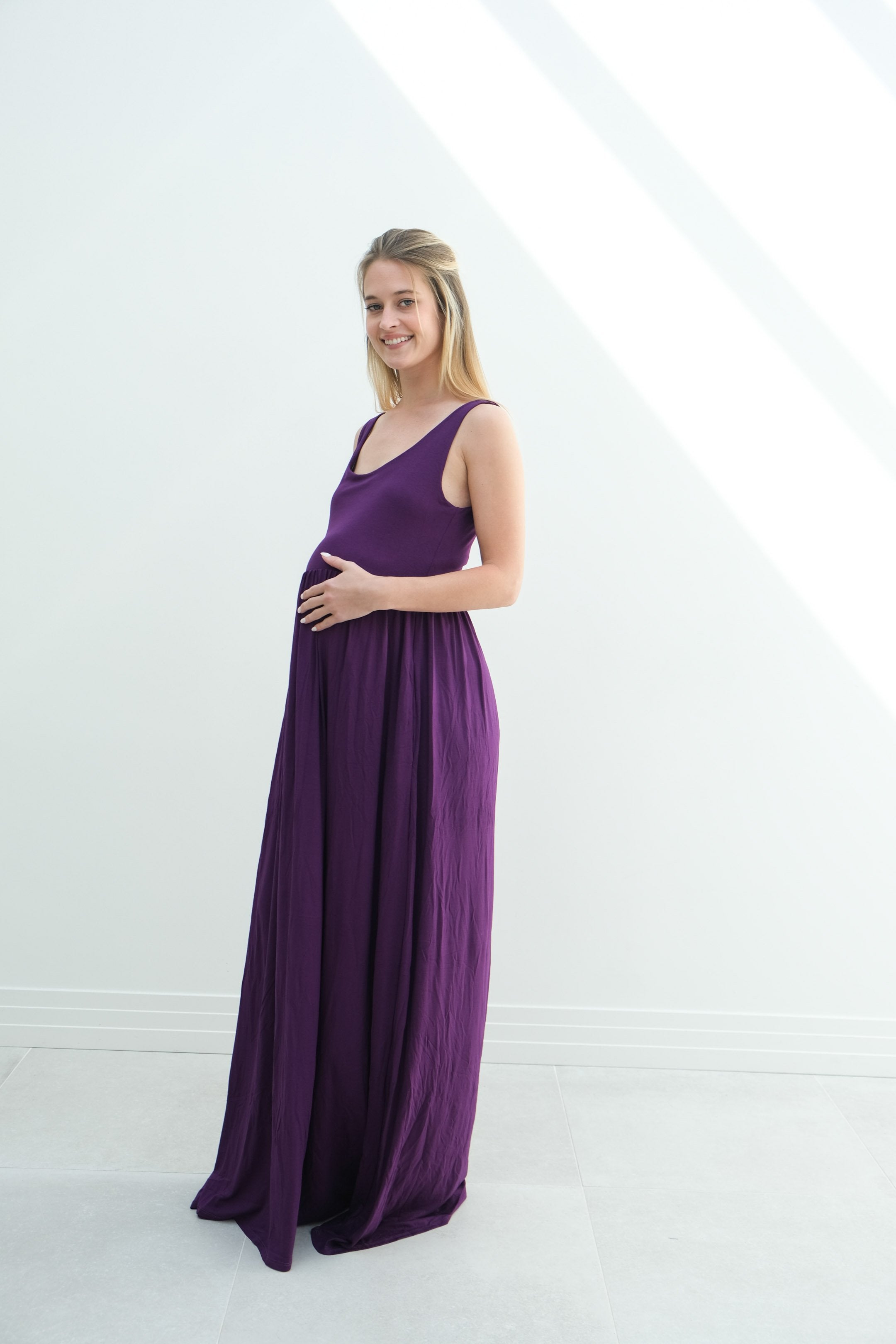 Hazel | Maternity Maxi Tank Dress With Fitted Waist