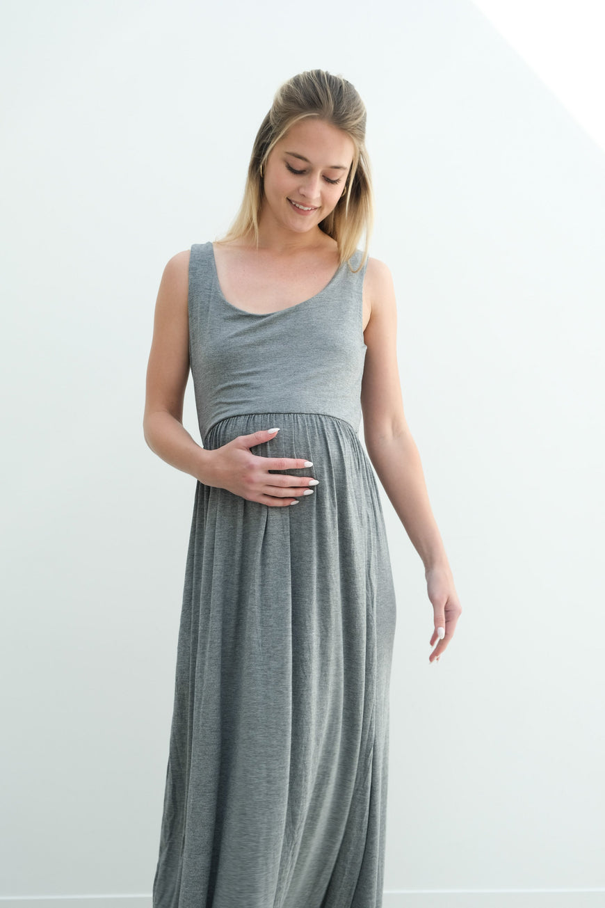 Hazel | Maternity Maxi Tank Dress With Fitted Waist