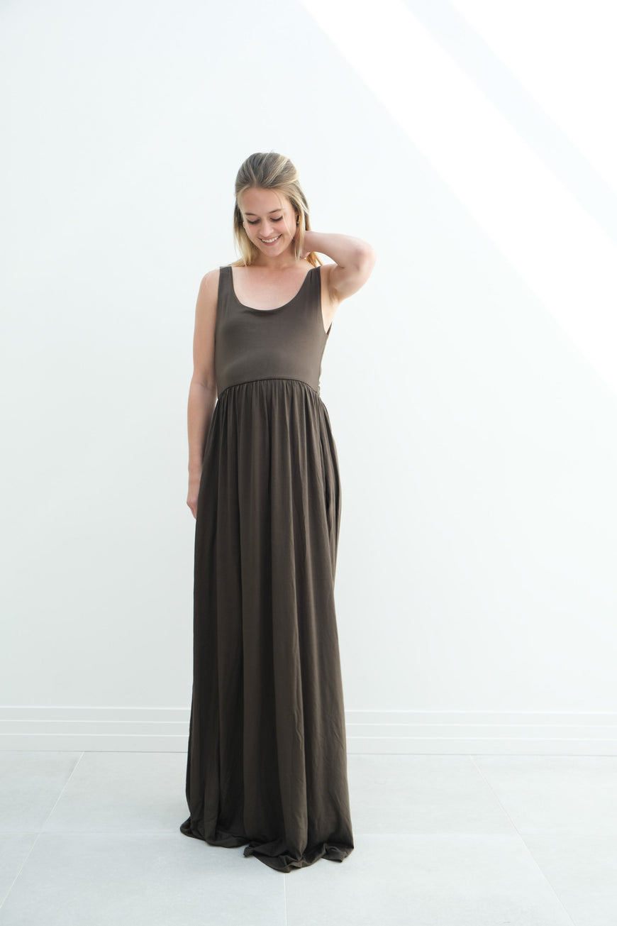 Hazel | Maternity Maxi Tank Dress With Fitted Waist