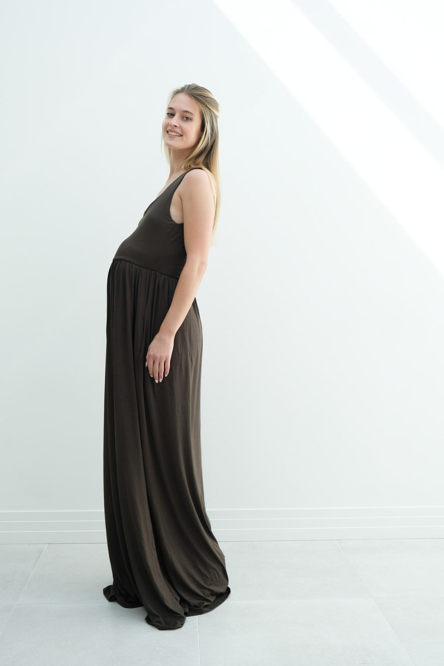 Hazel | Maternity Maxi Tank Dress With Fitted Waist