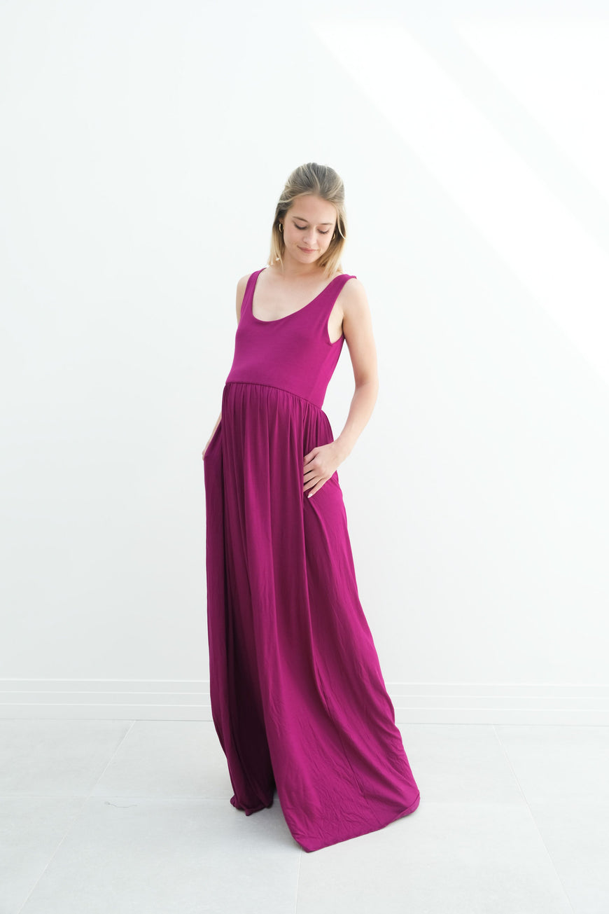 Hazel | Maternity Maxi Tank Dress With Fitted Waist
