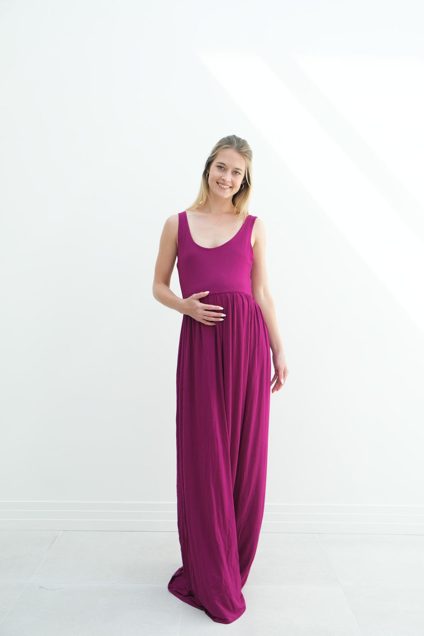 Hazel | Maternity Maxi Tank Dress With Fitted Waist
