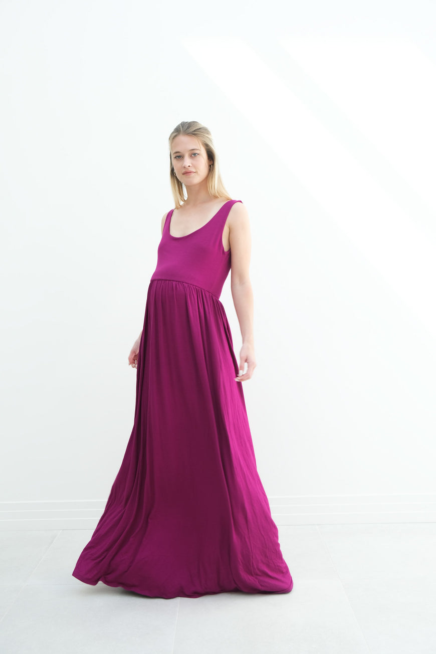 Hazel | Maternity Maxi Tank Dress With Fitted Waist