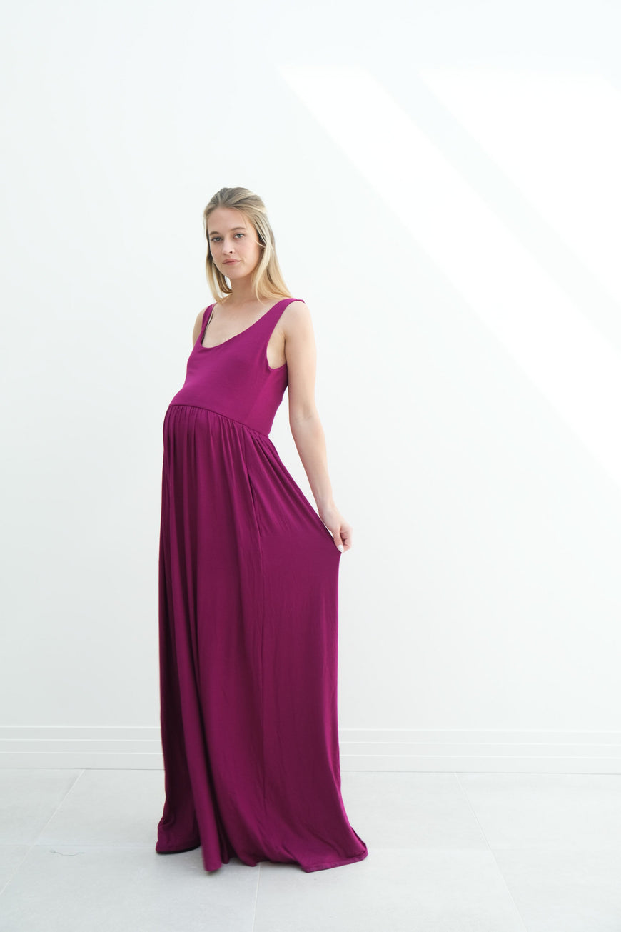 Hazel | Maternity Maxi Tank Dress With Fitted Waist