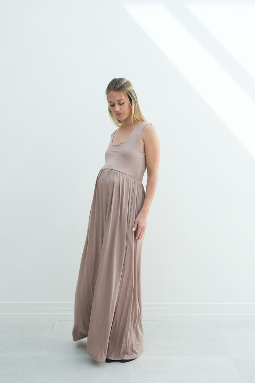 Hazel | Maternity Maxi Tank Dress With Fitted Waist