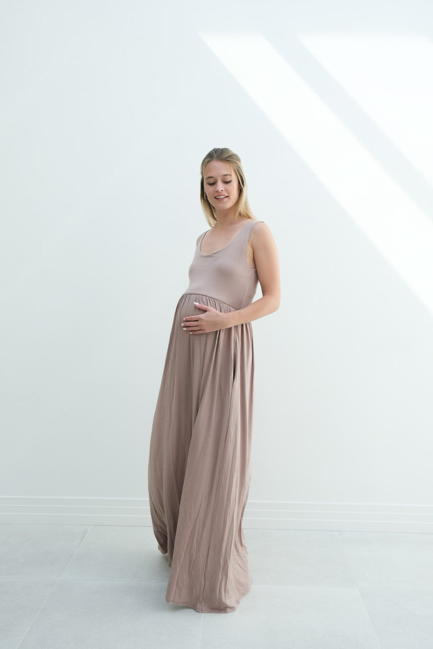 Hazel | Maternity Maxi Tank Dress With Fitted Waist