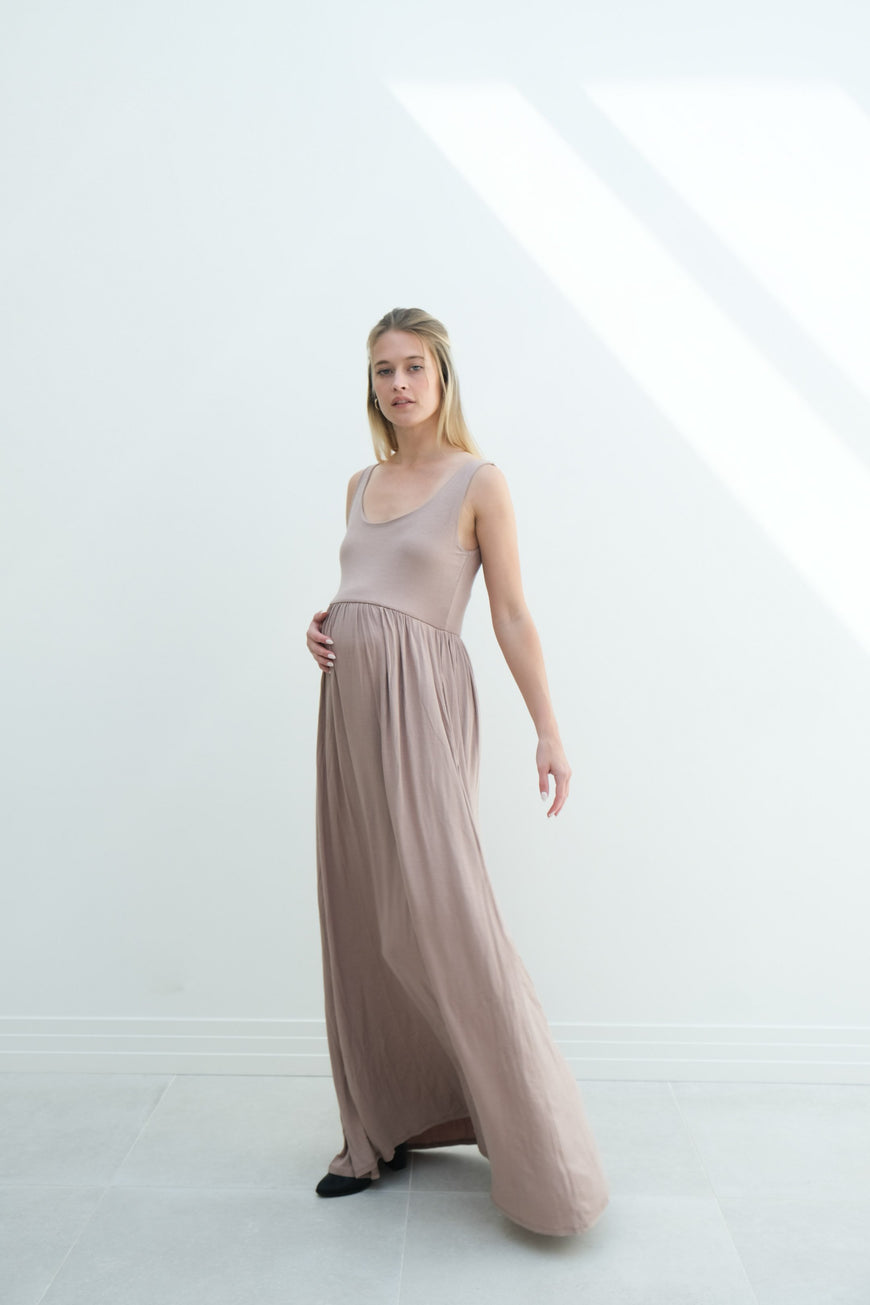 Hazel | Maternity Maxi Tank Dress With Fitted Waist