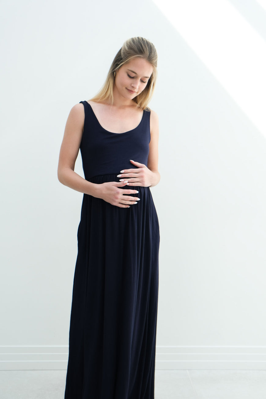 Hazel | Maternity Maxi Tank Dress With Fitted Waist