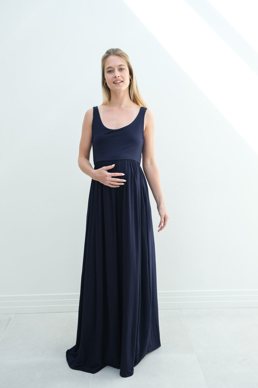 Hazel | Maternity Maxi Tank Dress With Fitted Waist