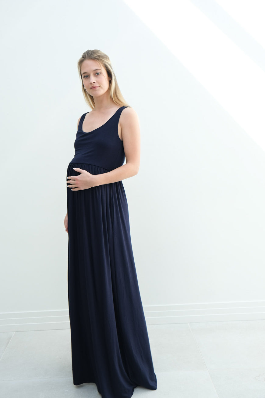 Hazel | Maternity Maxi Tank Dress With Fitted Waist