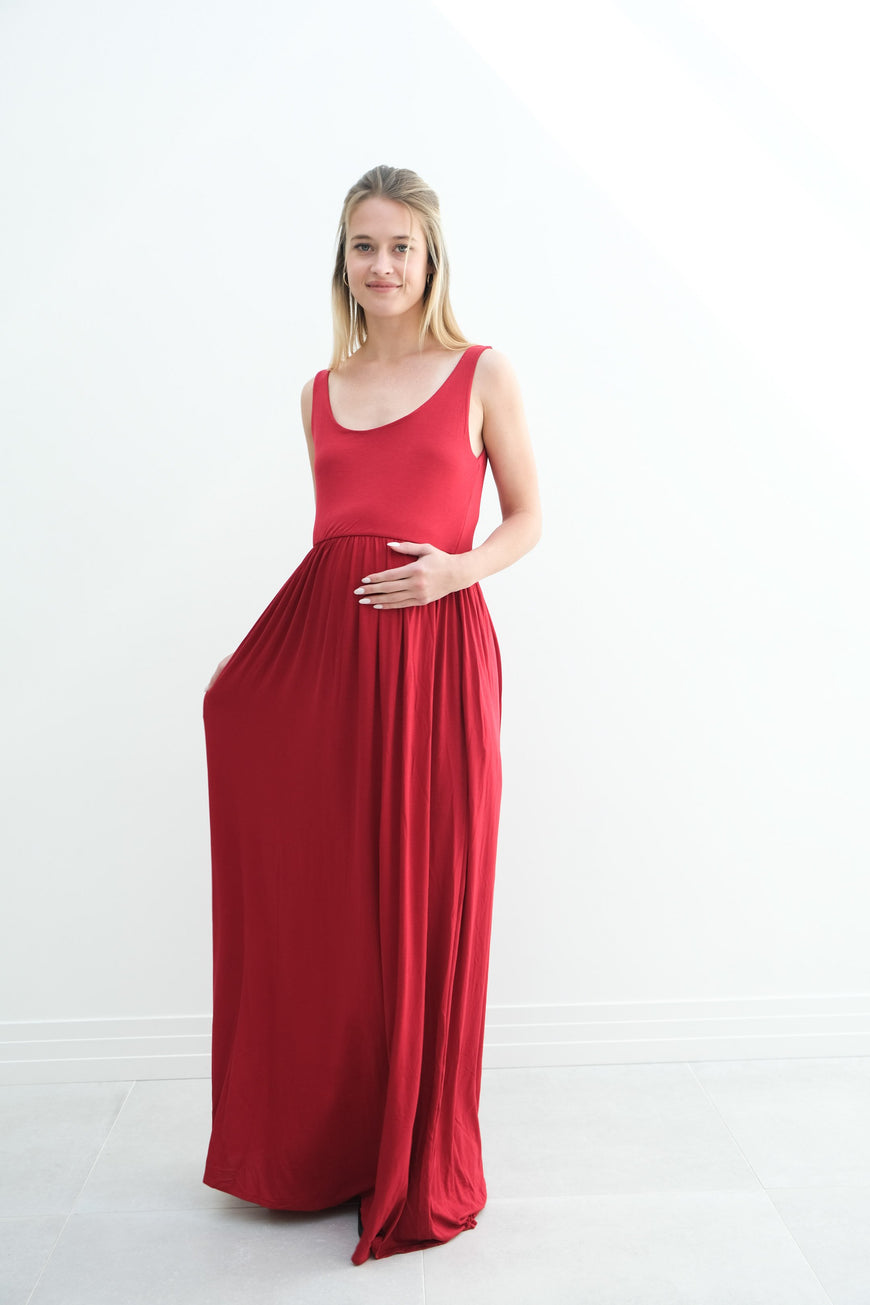 Hazel | Maternity Maxi Tank Dress With Fitted Waist