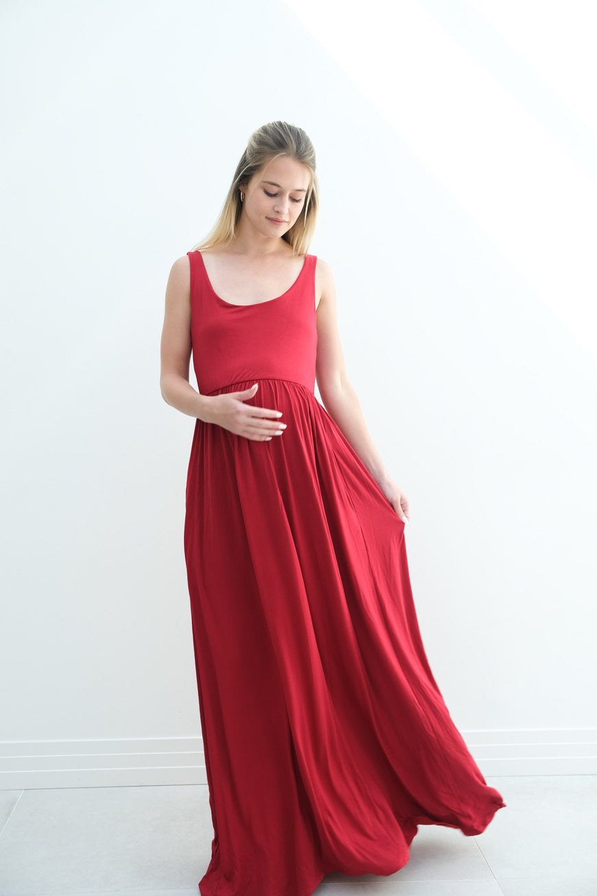 Hazel | Maternity Maxi Tank Dress With Fitted Waist