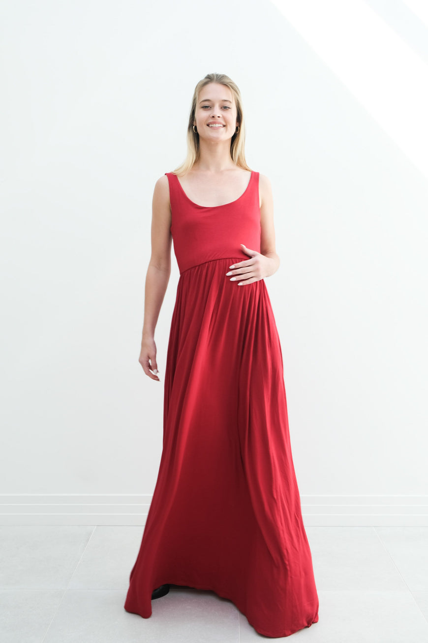 Hazel | Maternity Maxi Tank Dress With Fitted Waist