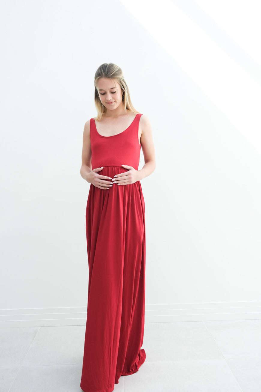 Hazel | Maternity Maxi Tank Dress With Fitted Waist